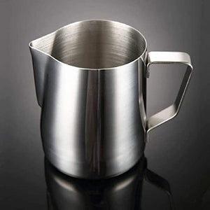 Milk Frothing Pitcher Jug with Coffee Needle for Latte Art Work Stainless Steel Silver 600 ML (1 Piece)