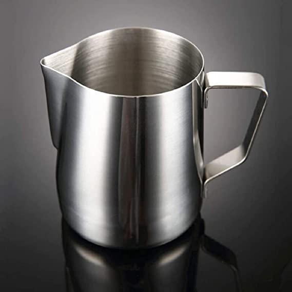 Milk Frothing Pitcher Jug with Coffee Needle for Latte Art Work Stainless Steel Silver 600 ML (1 Piece)