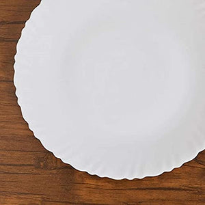 Saaikee Classique Quarter Dinner Plates for Dining Table to Serve Salads Fruits Snacks Multi Use Ceramic White Set of 6 (7.5 Inch)