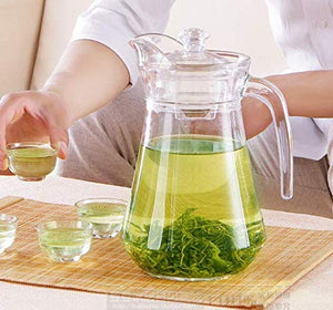 Green Duck Pot 1.3L Glass Pitcher with Plastic lid,Drinking Beverage Jug,Glass Water jug for Home use