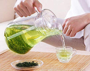 Green Duck Pot 1.3L Glass Pitcher with Plastic lid,Drinking Beverage Jug,Glass Water jug for Home use