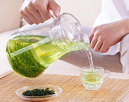 Green Duck Pot 1.3L Glass Pitcher with Plastic lid,Drinking Beverage Jug,Glass Water jug for Home use