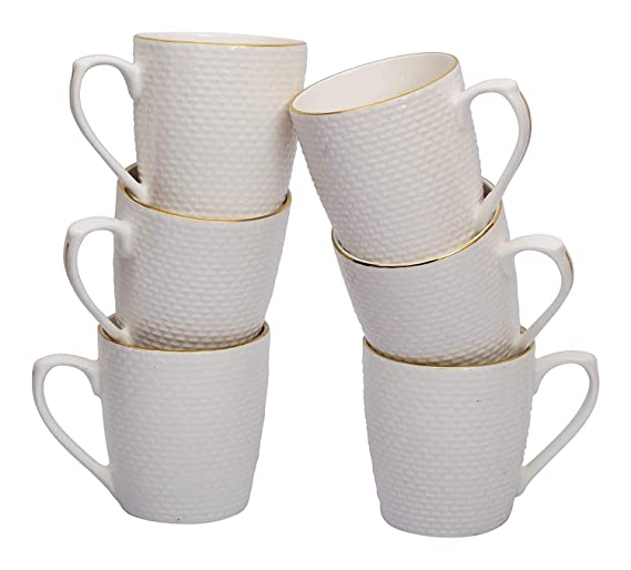 Bone China Mug for Tea/Coffee Green Tea Espresso Hot Beverage Cup Set of 6 160 ML