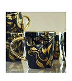 Bone China Gold Print Mug for Tea/Coffee Green Tea Espresso Hot Beverage Cup Set of 6 220 ML