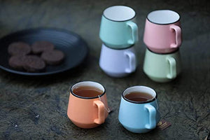 Ceramic Coffee Mugs/Tea Cups/Milk Hot or Cold Beverage with Handle Ideal Best Gift for Friends, Anniversary, Valentine Day, Birthday 210 ML Pack of 6 (Multi-Color)