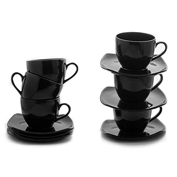 Tea Coffee Cups and Saucer Set Bone China Tableware (Set of 12) 180 ml