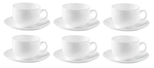 Cup and Saucer Set 12 for Tea Coffee Espresso Opal Ware 180 ml