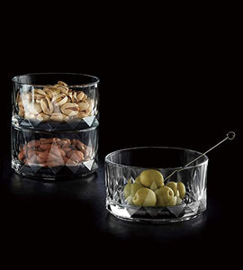 Glass Crystal Clear Cut Square Pattern Solid Bowl (280 ml , Transparent , Set of 6 ).