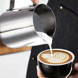Milk Frothing Pitcher Jug with Coffee Needle for Latte Art Work Stainless Steel Silver 600 ML (1 Piece)