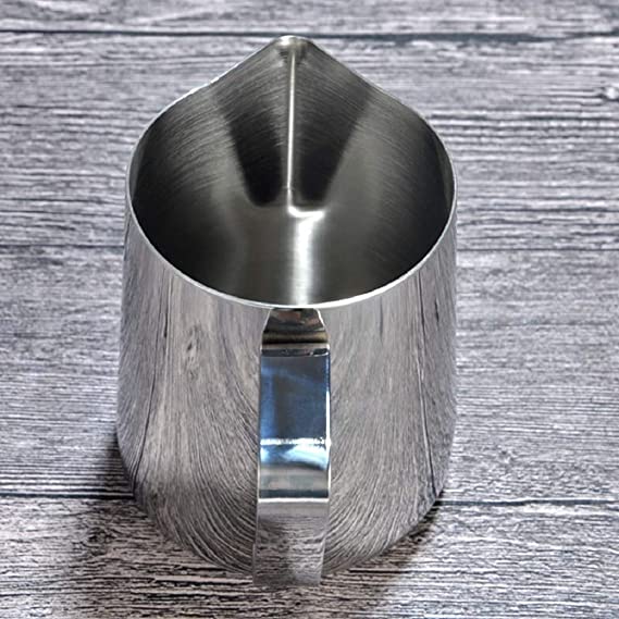 Milk Frothing Pitcher Jug with Coffee Needle for Latte Art Work Stainless Steel Silver 600 ML (1 Piece)