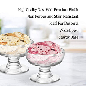 Ice Cream Glass Bowl Set of 6 for Kitchen Dining Decor Fruits Salads Pudding Multipurpose Use Transparent (165 ML)