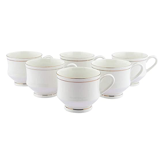 Ceramic Coffee Cup - 6 Pieces, White, 140 ml