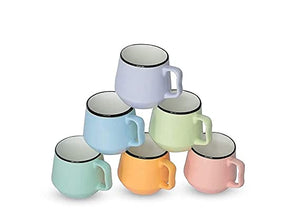 Ceramic Coffee Mugs/Tea Cups/Milk Hot or Cold Beverage with Handle Ideal Best Gift for Friends, Anniversary, Valentine Day, Birthday 210 ML Pack of 6 (Multi-Color)