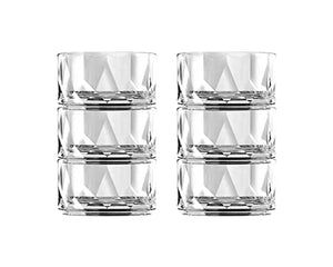 Glass Crystal Clear Cut Square Pattern Solid Bowl (280 ml , Transparent , Set of 6 ).