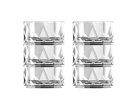 Glass Crystal Clear Cut Square Pattern Solid Bowl (280 ml , Transparent , Set of 6 ).