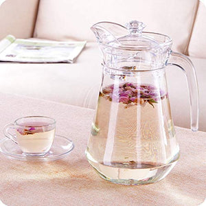 Green Duck Pot 1.3L Glass Pitcher with Plastic lid,Drinking Beverage Jug,Glass Water jug for Home use