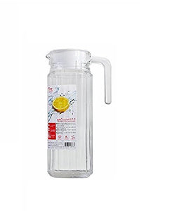 Glass Water Jug Glass with Plastic Lid - 1.1 L, Transparent