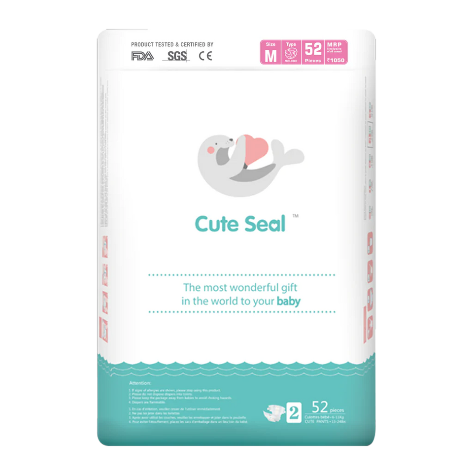 Cute Seal Organic Baby Diaper ( Velcro Type )