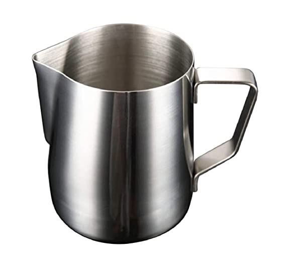 Milk Frothing Pitcher Jug with Coffee Needle for Latte Art Work Stainless Steel Silver 600 ML (1 Piece)