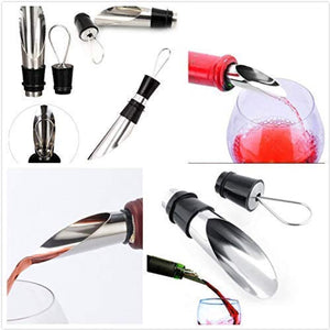 Stainless Steel Wine Pourer & Stopper with Rubber grips