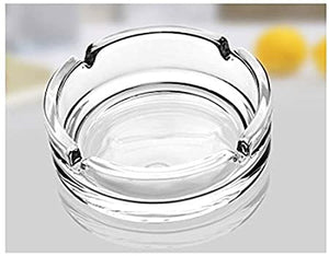 Ashtray Glass Round Cigar Cigarette Table top Ash Tray Indoor Outdoor Home Decor Set of (1)