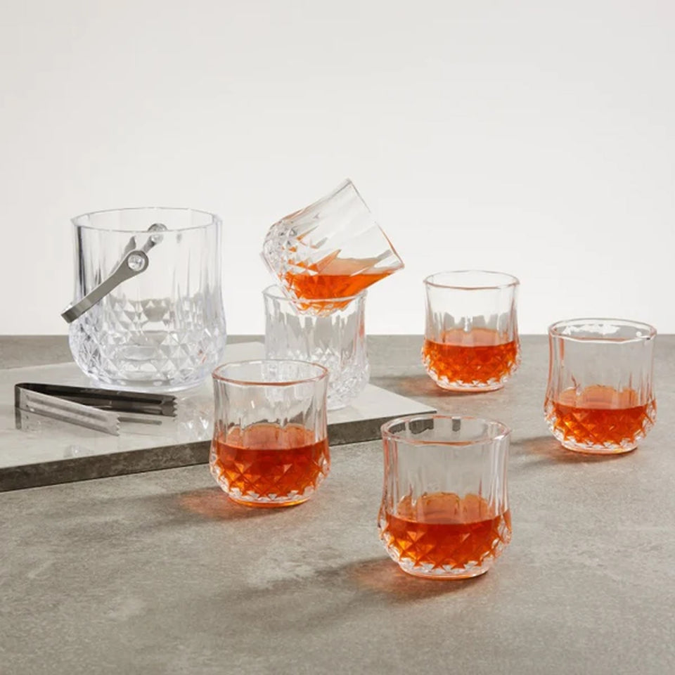 Lady Diamond Bar Set of Ice Bucket and Whiskey Glasses