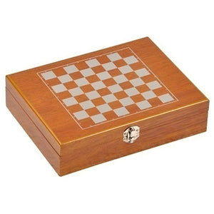 Hip Flask with 4 shot glasses & 1 Filler in a Chess Box