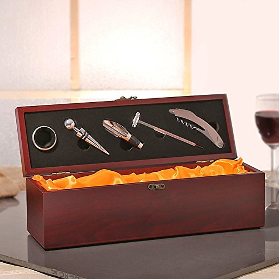 Wooden Box for Wine Bottle with Wine tools