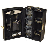 Portable Bar Set of Bar Tools with Whiskey Glasses in Leather Suitcase