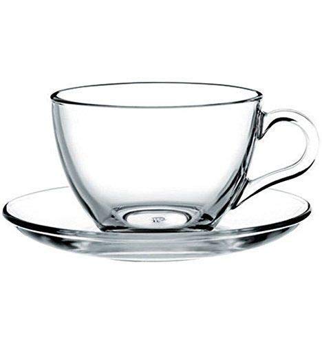 Glass Tea & Coffee Cup Set - 6 Pieces, White, 140 ml