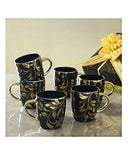 Bone China Gold Print Mug for Tea/Coffee Green Tea Espresso Hot Beverage Cup Set of 6 220 ML