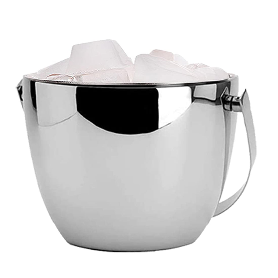 Mirror Finish Apple Shape Double Wall Stainless Steel Ice Bucket, 1600ml