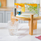 Glass Beverage Dispenser with Wooden Lid & Stand, 5 litres