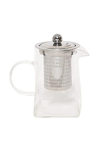 Tea Pot with Stainless Steel Infuser & Lid for Tea Coffee Maker Borosilicate Glass Transparent 550 ML (1 Piece)