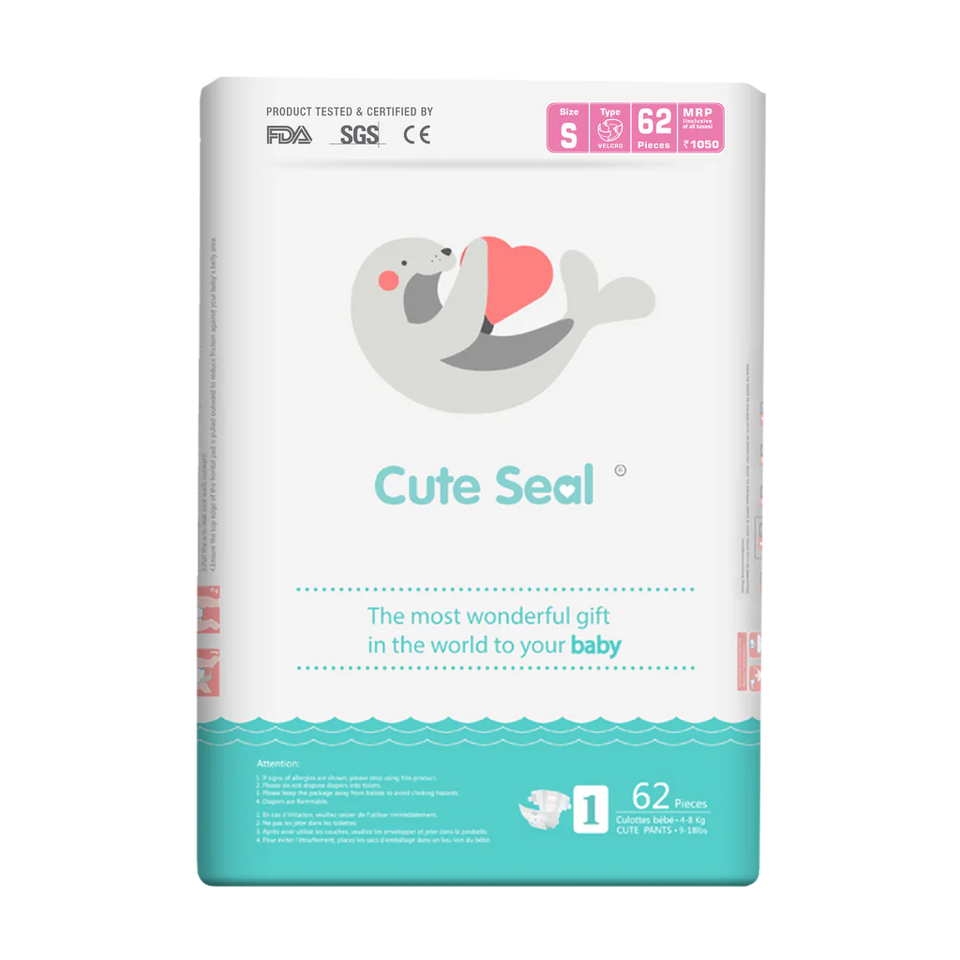 Cute Seal Organic Baby Diaper ( Velcro Type )