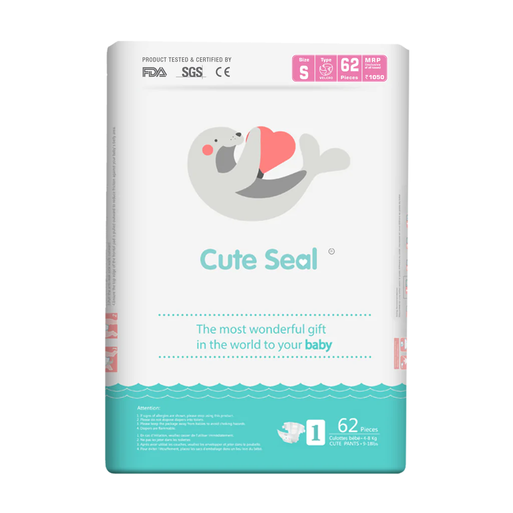 Cute Seal Organic Baby Diaper ( Velcro Type )